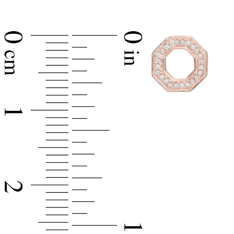 Diamond Accent Octagon Outline Stud Earrings in 10K Rose Gold