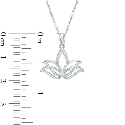 0.1 CT. T.W. Natural Diamond Outline Lotus Flower Pendant in Sterling Silver