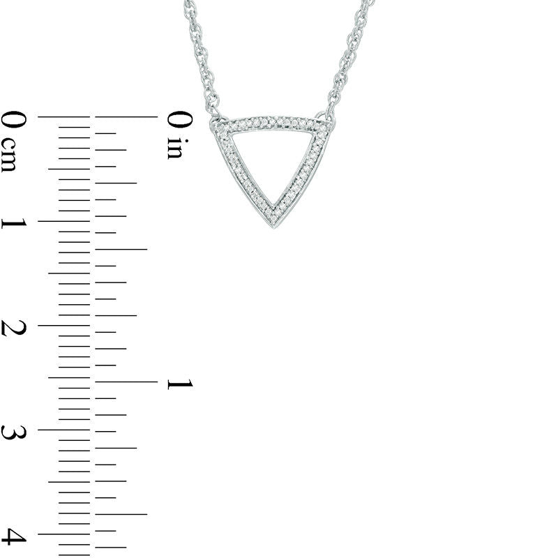 Natural Diamond Accent Outline Triangle Necklace in Sterling Silver - 17