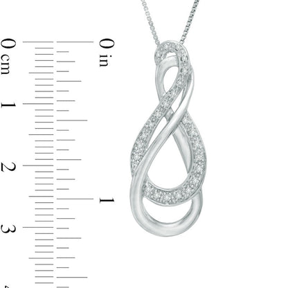 0.13 CT. T.W. Natural Diamond Double Row Infinity Pendant in Sterling Silver