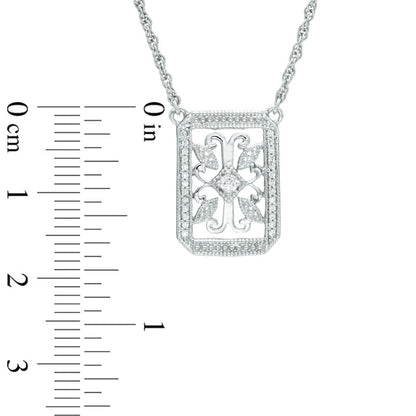 0.17 CT. T.W. Natural Diamond Antique Vintage-Style Filigree Necklace in Sterling Silver - 17
