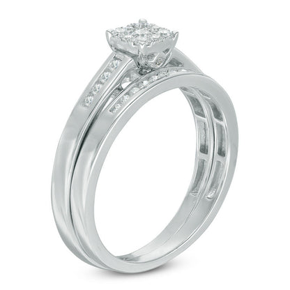 1/3 CT. T.W. Composite Diamond Bridal Engagement Ring Set in 14K White Gold