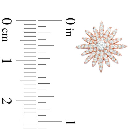0.63 CT. T.W. Diamond Starburst Stud Earrings in 14K Rose Gold