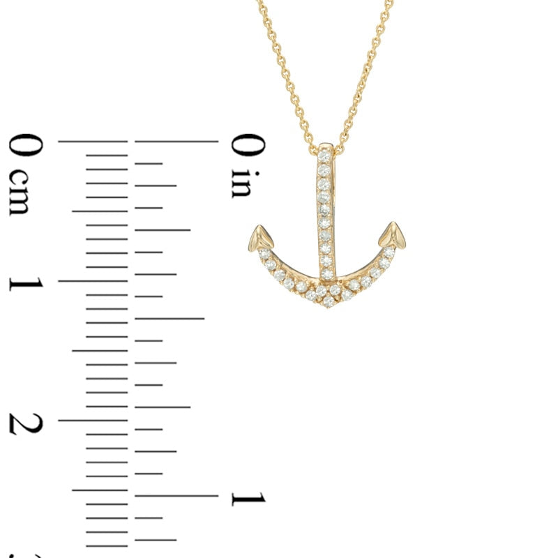 Natural Diamond Accent Anchor Pendant in 10K Yellow Gold