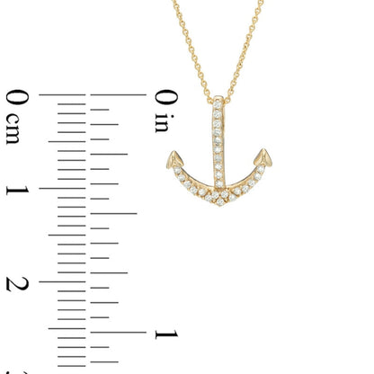 Natural Diamond Accent Anchor Pendant in 10K Yellow Gold