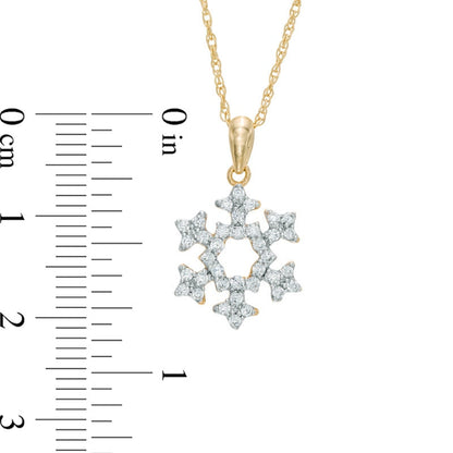 0.33 CT. T.W. Natural Diamond Snowflake Pendant in 10K Yellow Gold