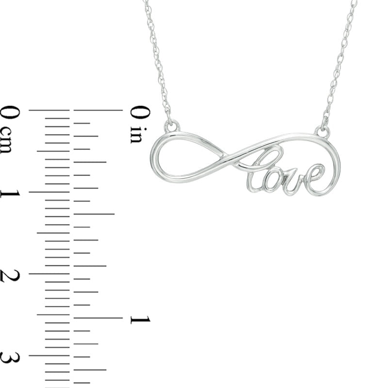 Sideways Infinity LOVE" Necklace in 10K White Gold"