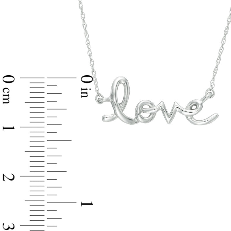 LOVE" Script Necklace in 10K White Gold"