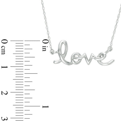 LOVE" Script Necklace in 10K White Gold"