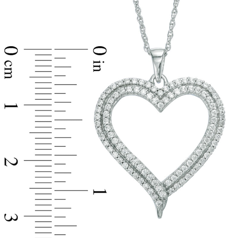 0.5 CT. T.W. Natural Diamond Heart Pendant in Sterling Silver