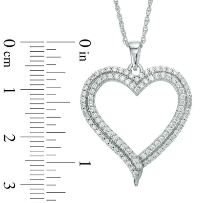 0.5 CT. T.W. Natural Diamond Heart Pendant in Sterling Silver