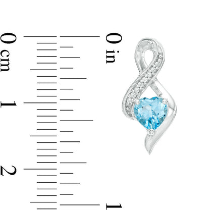 5.0mm Heart-Shaped Blue Topaz and 0.04 CT. T.W. Diamond Infinity Drop Earrings in 10K White Gold