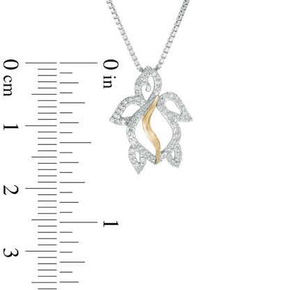 Natural Diamond Accent Turtle Pendant in Sterling Silver and 14K Gold