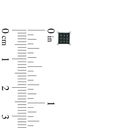 Enhanced Black Diamond Accent Square Composite Stud Earrings in 10K White Gold