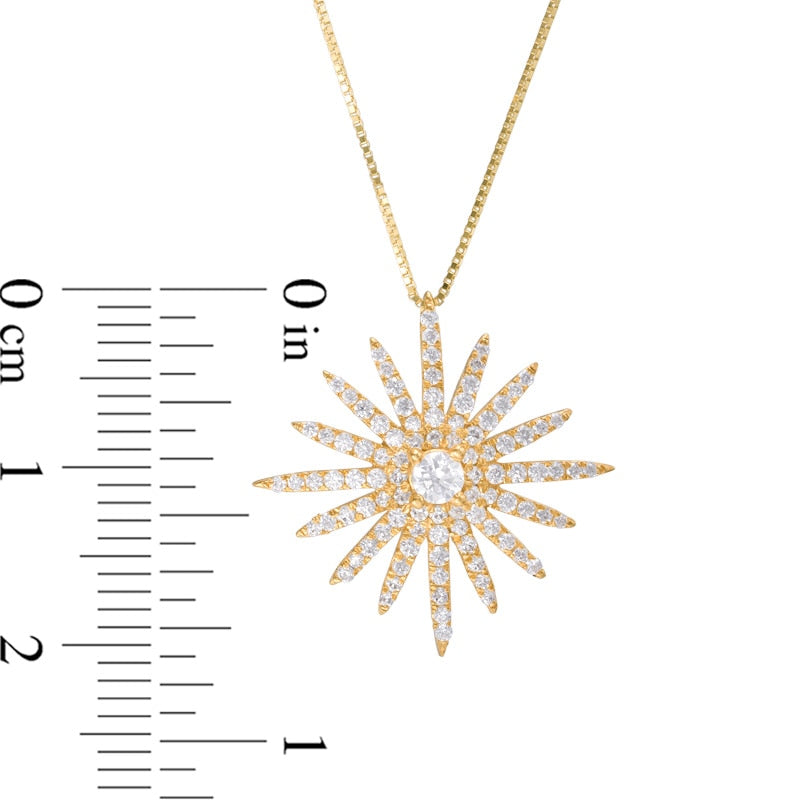0.63 CT. T.W. Natural Diamond Sunburst Pendant in 14K Gold