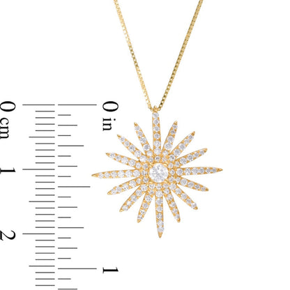0.63 CT. T.W. Natural Diamond Sunburst Pendant in 14K Gold