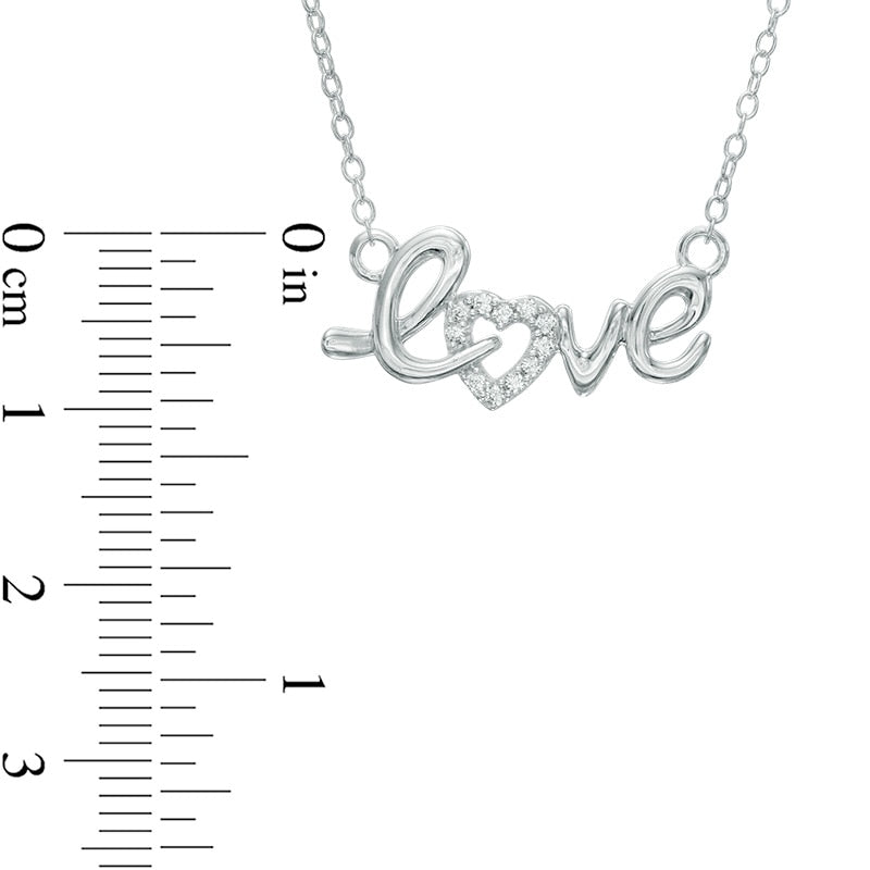 0.1 CT. T.W. Natural Diamond love" Heart Necklace in Sterling Silver"