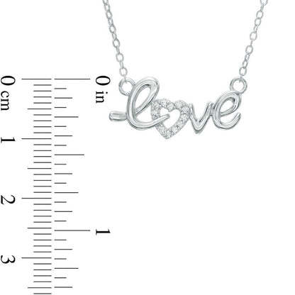0.1 CT. T.W. Natural Diamond love" Heart Necklace in Sterling Silver"
