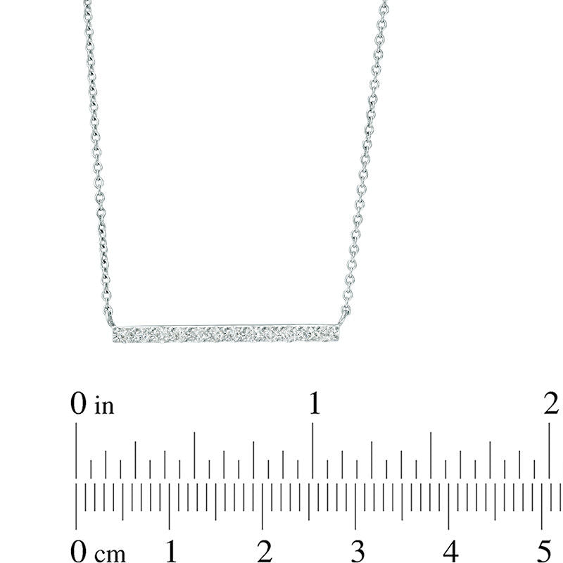 0.25 CT. T.W. Natural Diamond Horizontal Bar Necklace in 10K White Gold - 16.87