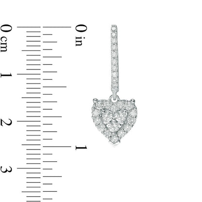 1 CT. T.W. Diamond Heart Hoop Earrings in 10K White Gold