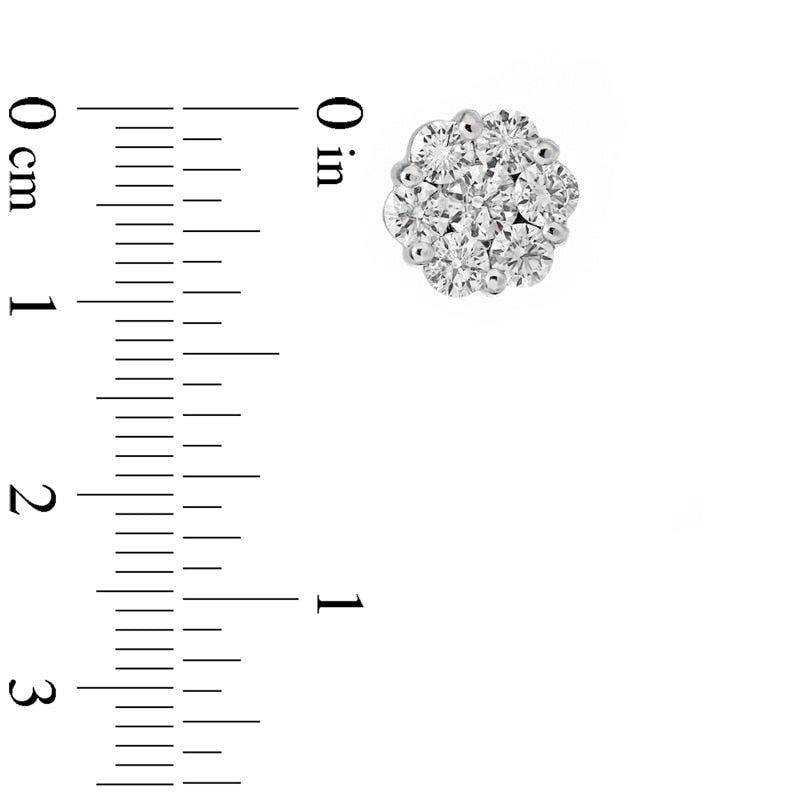 1.5 CT. T.W. Diamond Composite Stud Earrings in 14K White Gold