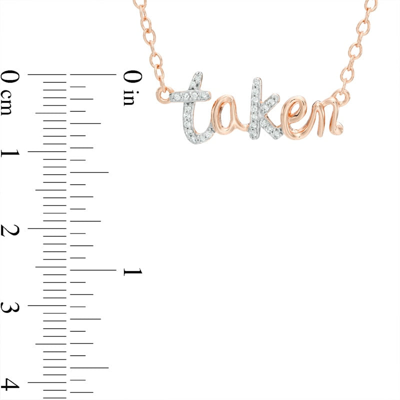0.1 CT. T.W. Natural Diamond taken" Necklace in Sterling Silver with Rose Rhodium"