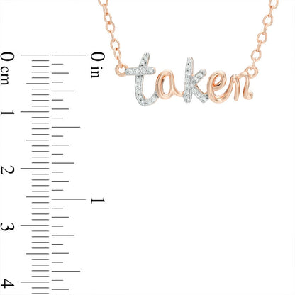 0.1 CT. T.W. Natural Diamond taken" Necklace in Sterling Silver with Rose Rhodium"