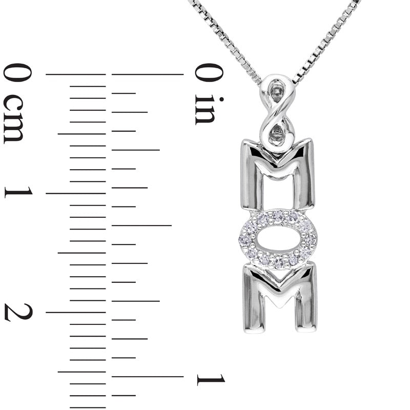 0.05 CT. T.W. Natural Diamond Vertical MOM" Infinity Pendant in Sterling Silver"