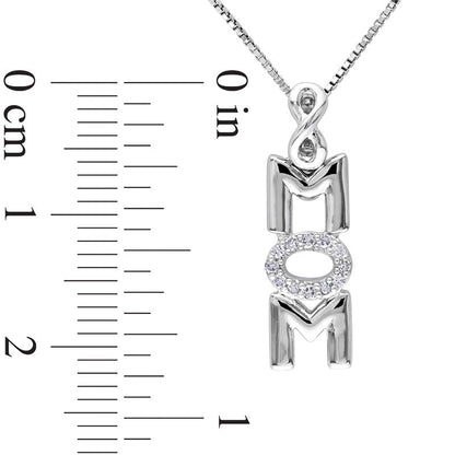 0.05 CT. T.W. Natural Diamond Vertical MOM" Infinity Pendant in Sterling Silver"
