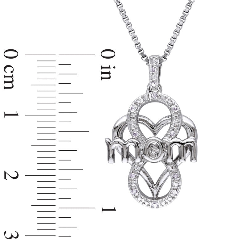 0.05 CT. T.W. Natural Diamond mom" Infinity Heart Pendant in Sterling Silver"