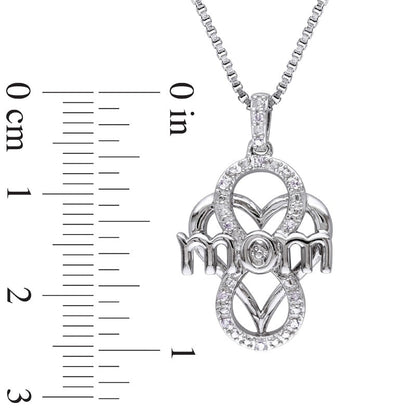 0.05 CT. T.W. Natural Diamond mom" Infinity Heart Pendant in Sterling Silver"