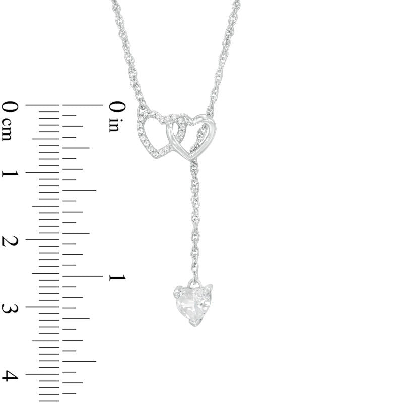 5.0mm Heart-Shaped Lab-Created White Sapphire and Diamond Accent Heart Necklace in Sterling Silver - 17.5