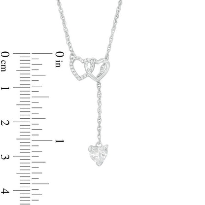 5.0mm Heart-Shaped Lab-Created White Sapphire and Diamond Accent Heart Necklace in Sterling Silver - 17.5