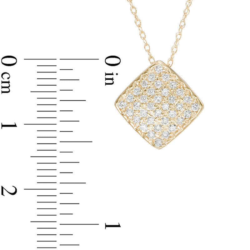 0.33 CT. T.W. Natural Diamond Tilted Square Composite Pendant in 10K Yellow Gold