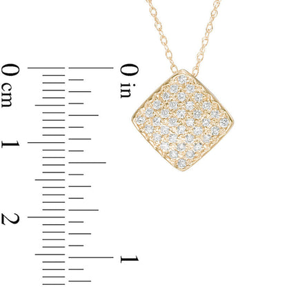 0.33 CT. T.W. Natural Diamond Tilted Square Composite Pendant in 10K Yellow Gold