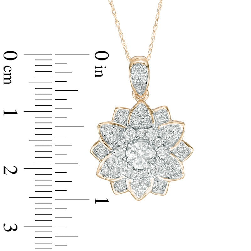 1 CT. T.W. Natural Diamond Mandala Flower Pendant in 14K Gold