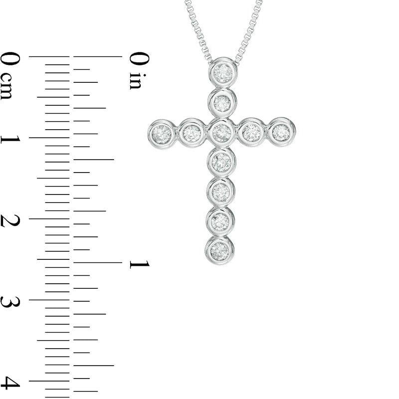 0.33 CT. T.W. Natural Diamond Bezel-Set Cross Pendant in Sterling Silver