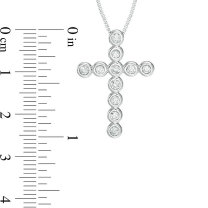 0.33 CT. T.W. Natural Diamond Bezel-Set Cross Pendant in Sterling Silver