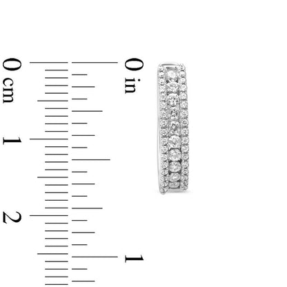 0.75 CT. T.W. Diamond Triple Row Hoop Earrings in 10K White Gold