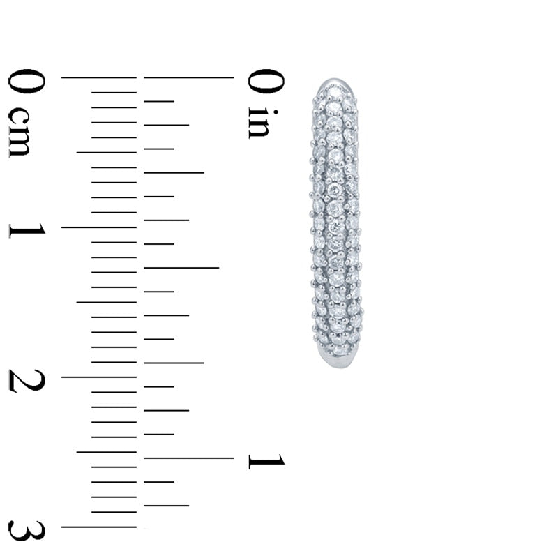 0.5 CT. T.W. Diamond Hoop Earrings in 10K White Gold