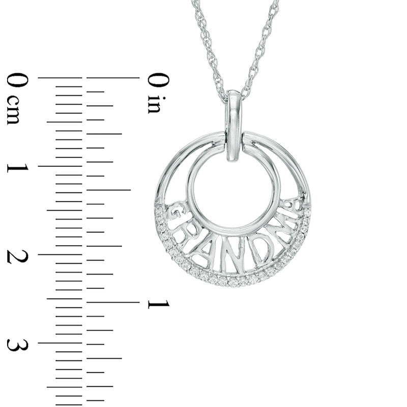 0.1 CT. T.W. Natural Diamond Grandma" Double Circle Pendant in Sterling Silver"