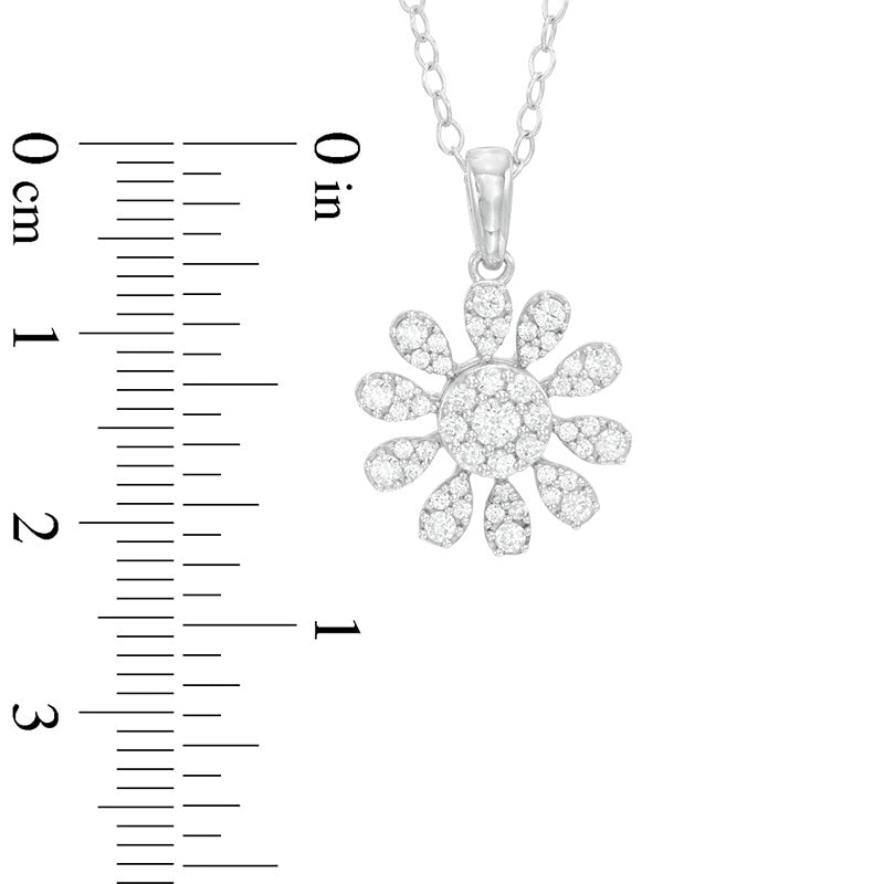 0.5 CT. T.W. Composite Natural Diamond Flower Pendant in Sterling Silver