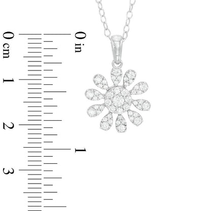 0.5 CT. T.W. Composite Natural Diamond Flower Pendant in Sterling Silver