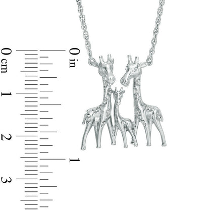 0.05 CT. T.W. Natural Diamond Accent Giraffe Family Necklace in Sterling Silver - 17"