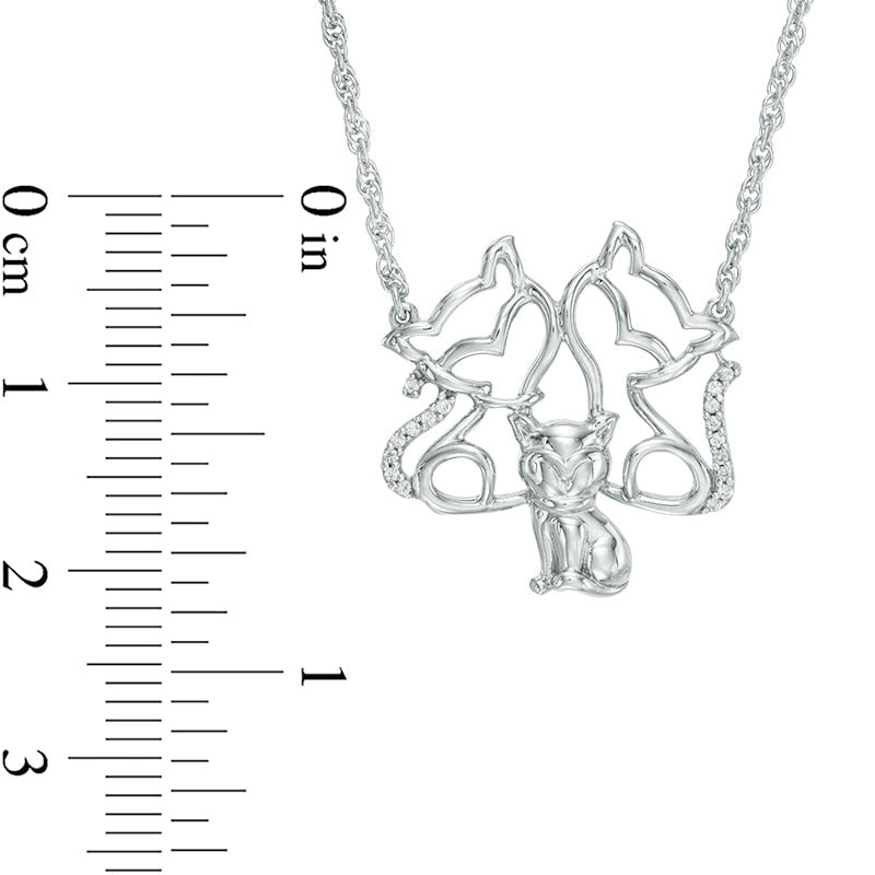 Natural Diamond Accent Cat Family Necklace in Sterling Silver - 17