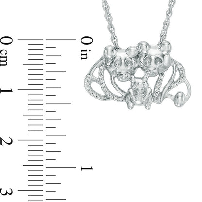 0.07 CT. T.W. Natural Diamond Teddy Bear Family Necklace in Sterling Silver - 17
