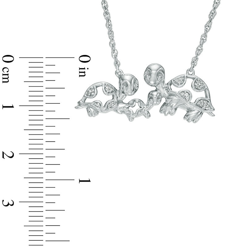 0.05 CT. T.W. Natural Diamond Turtle Family Necklace in Sterling Silver - 17