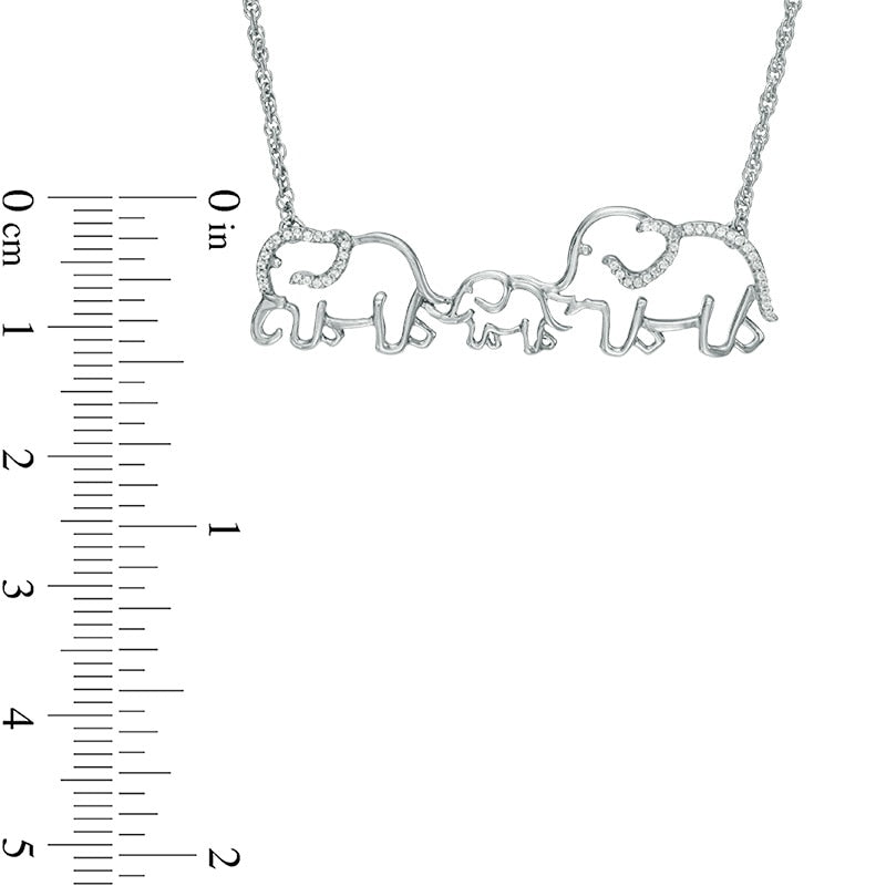 0.13 CT. T.W. Natural Diamond Elephant Family Necklace in Sterling Silver - 17