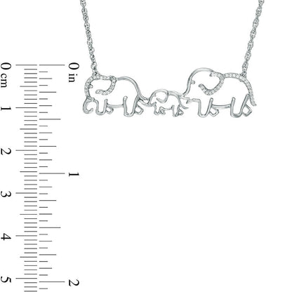 0.13 CT. T.W. Natural Diamond Elephant Family Necklace in Sterling Silver - 17