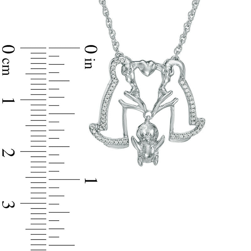0.13 CT. T.W. Natural Diamond Penguin Family Necklace in Sterling Silver - 17